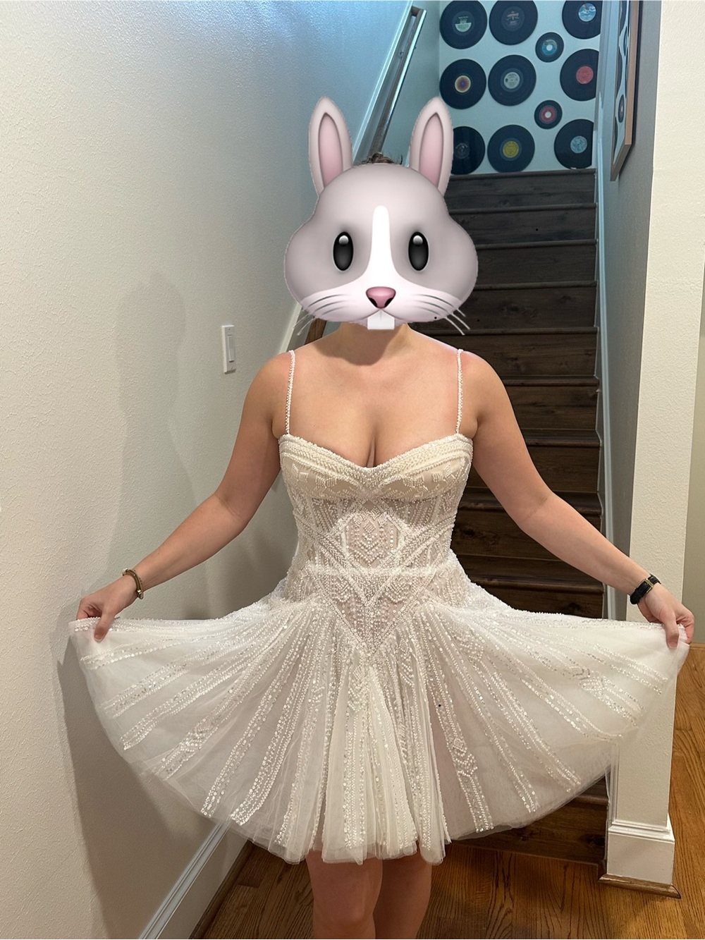 Oksana Chorna Beaded Ivory Bridal Tulle Party Dress